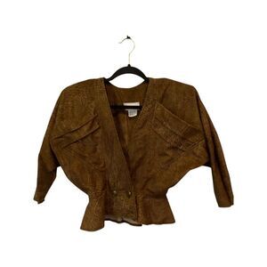 Benson and Smith‎ Crop Blazer Jacket Womens Brown Double Breasted Long Sleeve